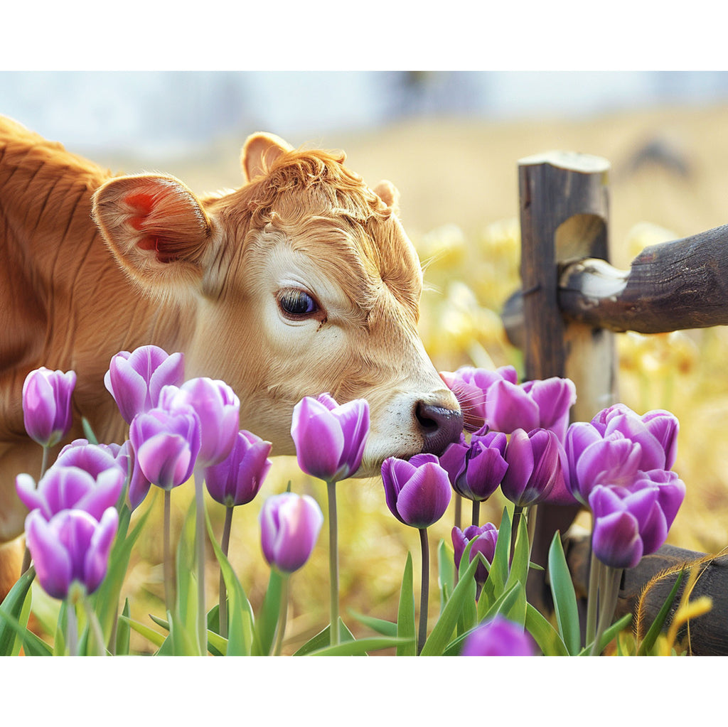 Kühe unter Blüten - Diamond Painting