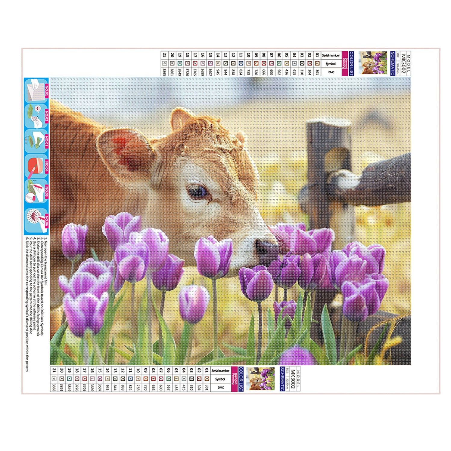 Kühe unter Blüten - Diamond Painting