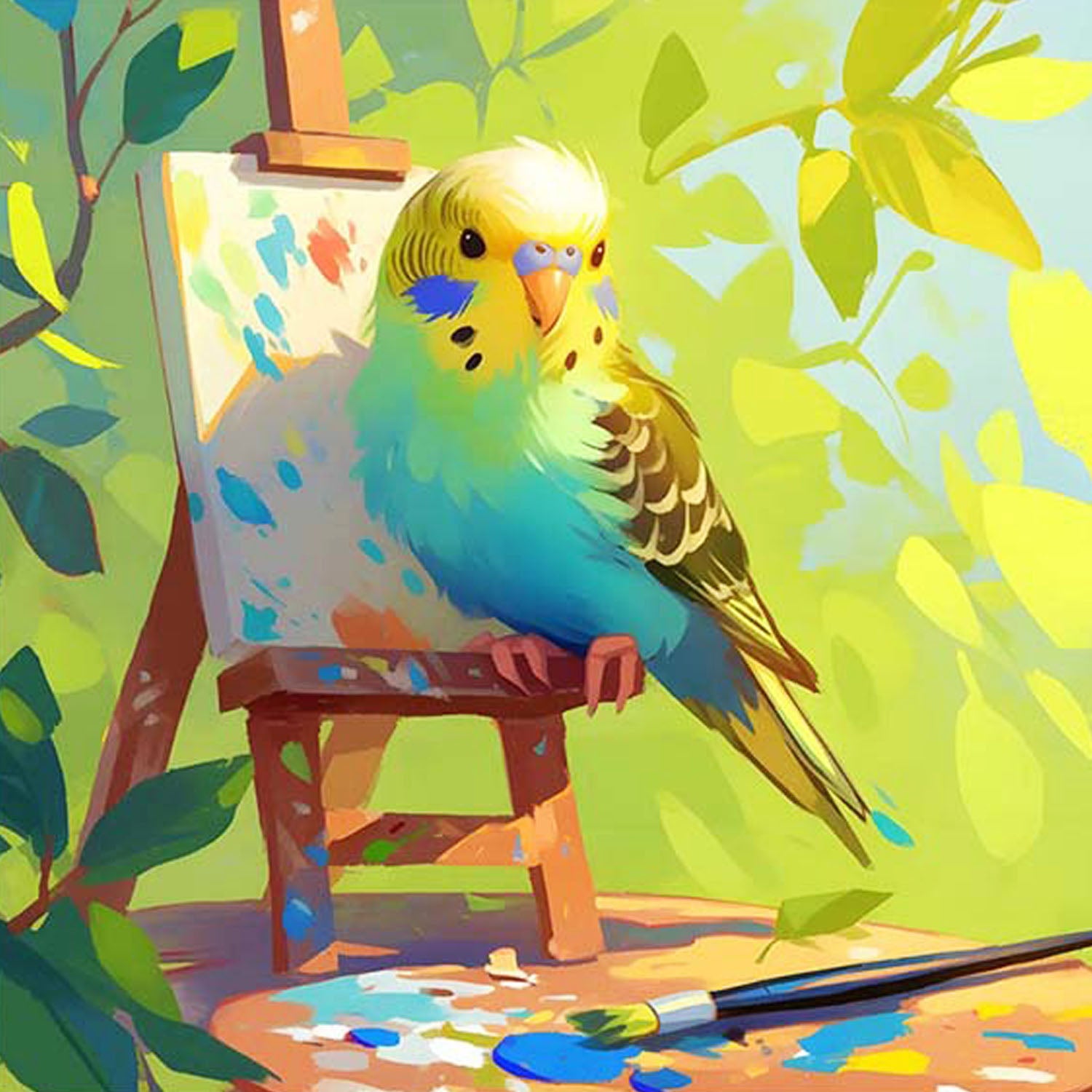 Künstlerischer Sittich - Diamond Painting