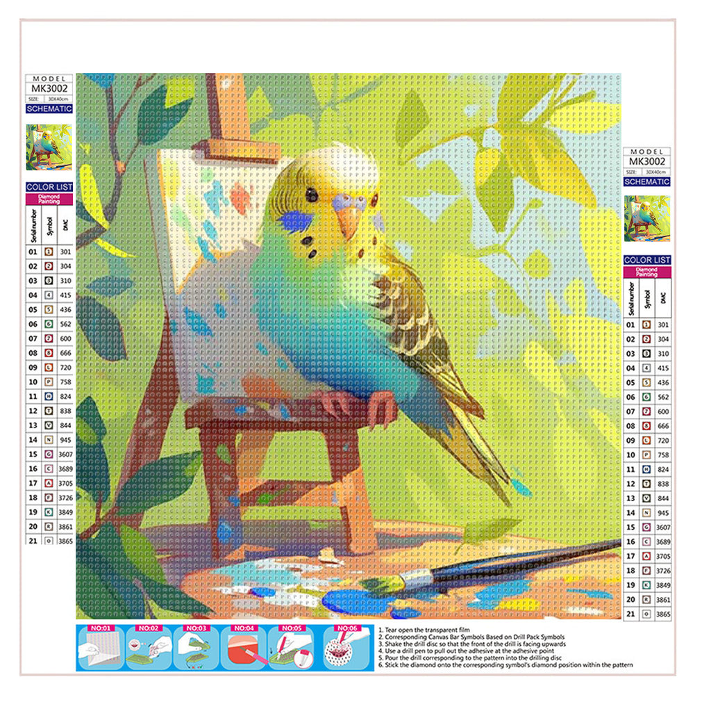 Künstlerischer Sittich - Diamond Painting