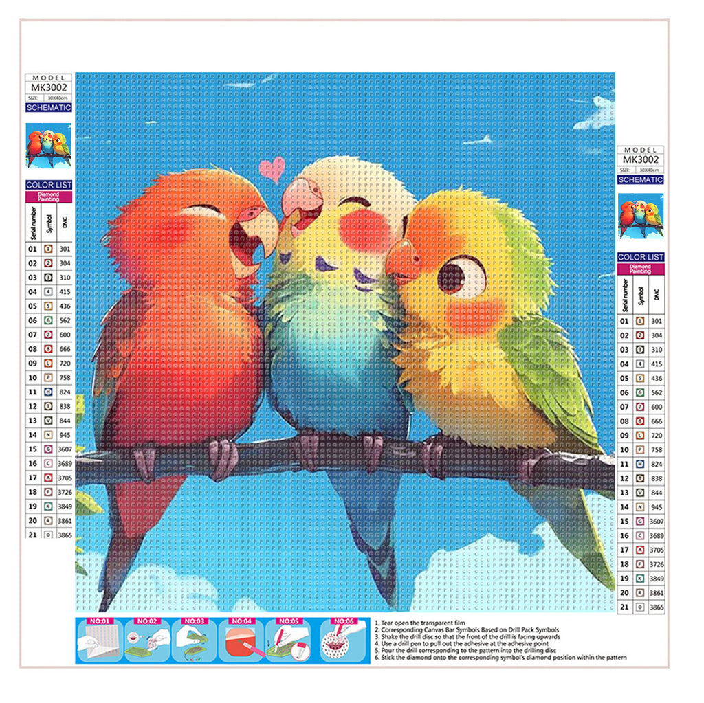 Lachende Papageien - Diamond Painting