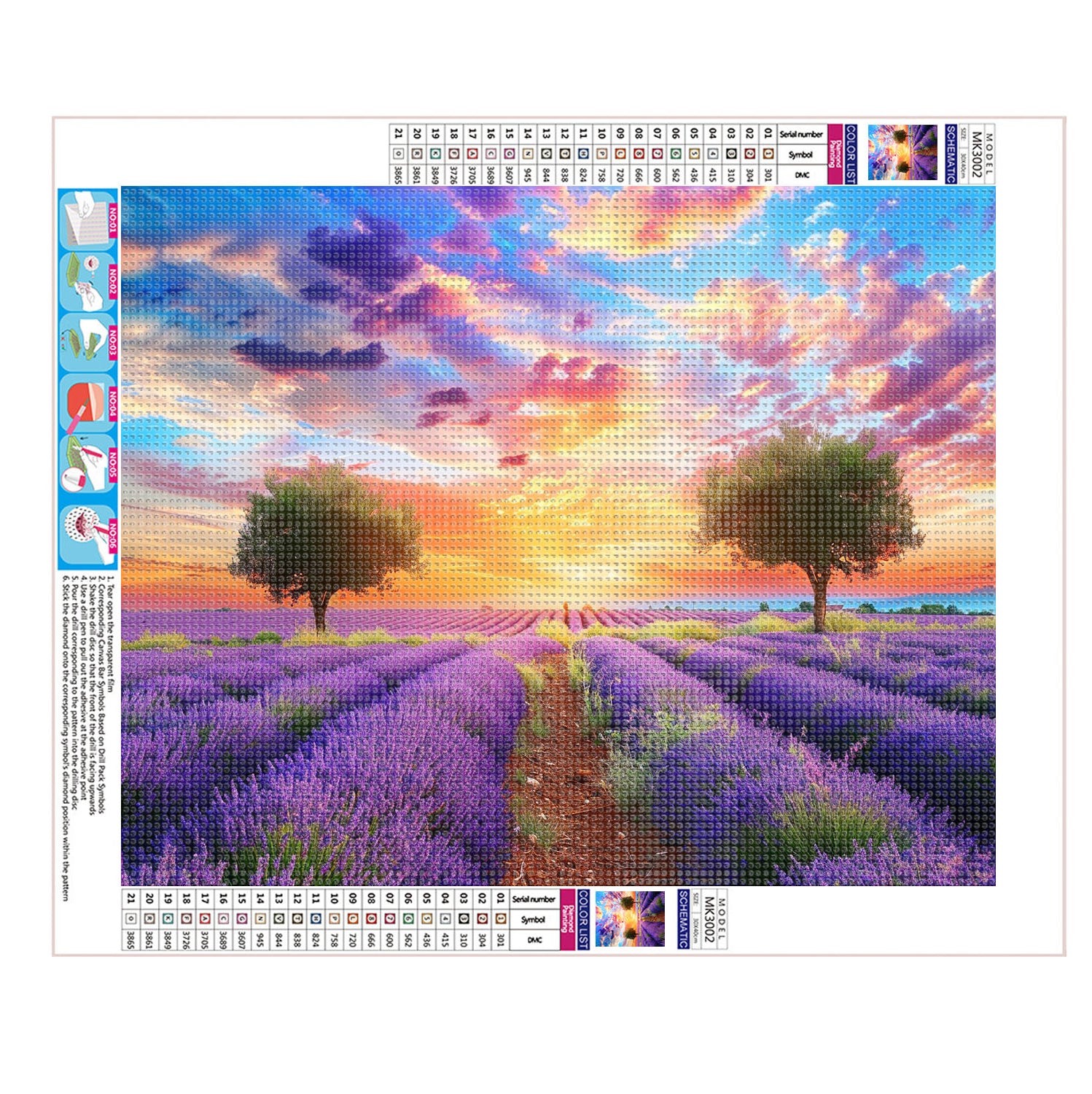 Lavendelfeld im Sonnenuntergang - Diamond Painting