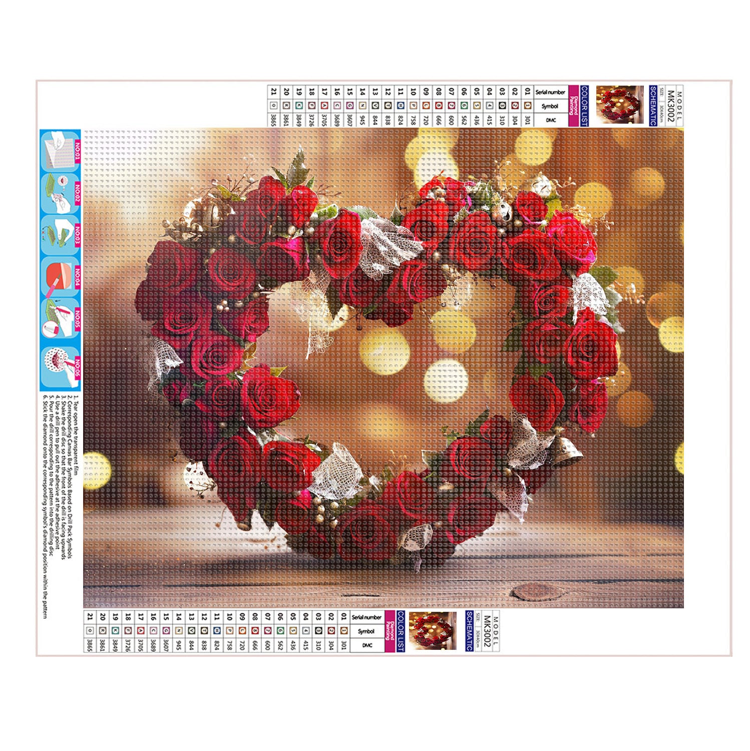 Leuchtende Rosenliebe - Diamond Painting