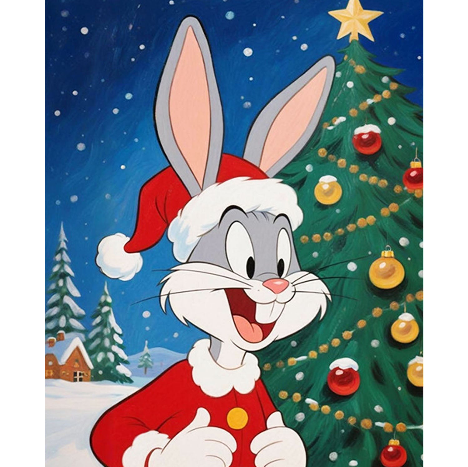 Lustiger Weihnachtshase - Diamond Painting