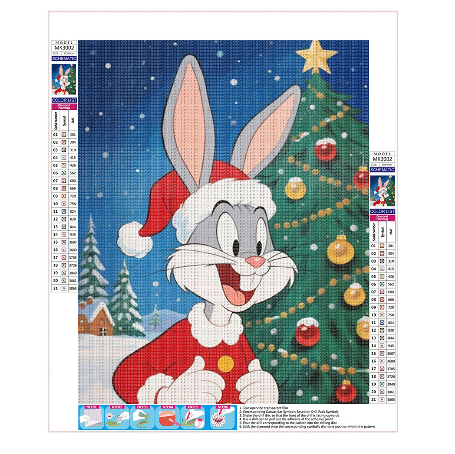 Lustiger Weihnachtshase - Diamond Painting