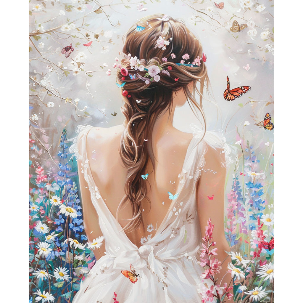 Mädchen im Blütenkleid - Diamond Painting