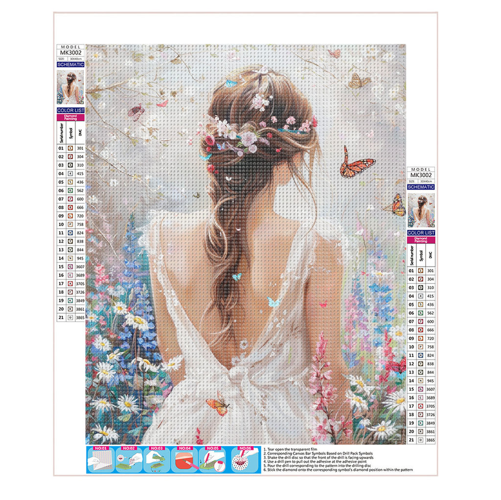 Mädchen im Blütenkleid - Diamond Painting