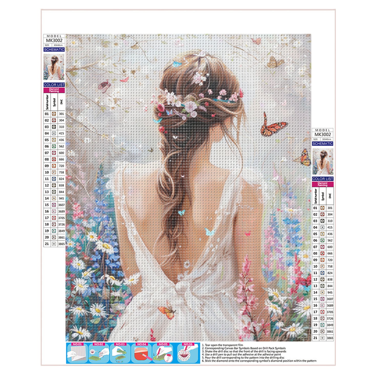 Mädchen im Blütenkleid - Diamond Painting