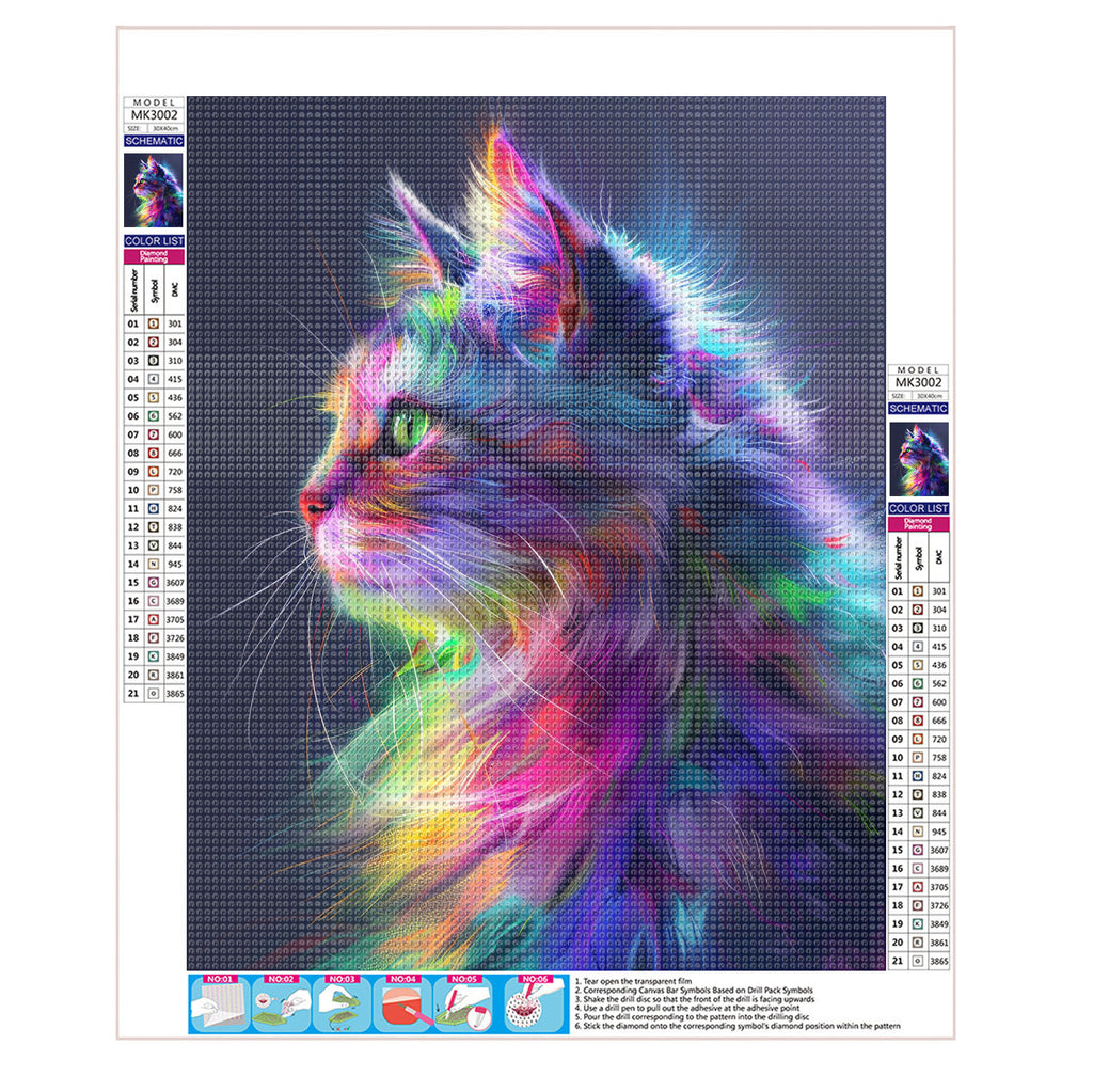 Magische Katze im Regenbogenlicht - Diamond Painting