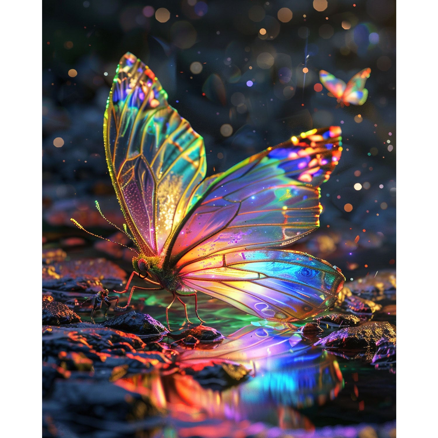 Magisches Licht des Schmetterlings - Diamond Painting
