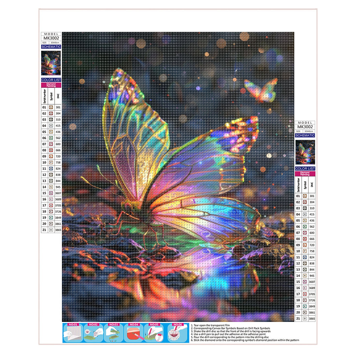 Magisches Licht des Schmetterlings - Diamond Painting