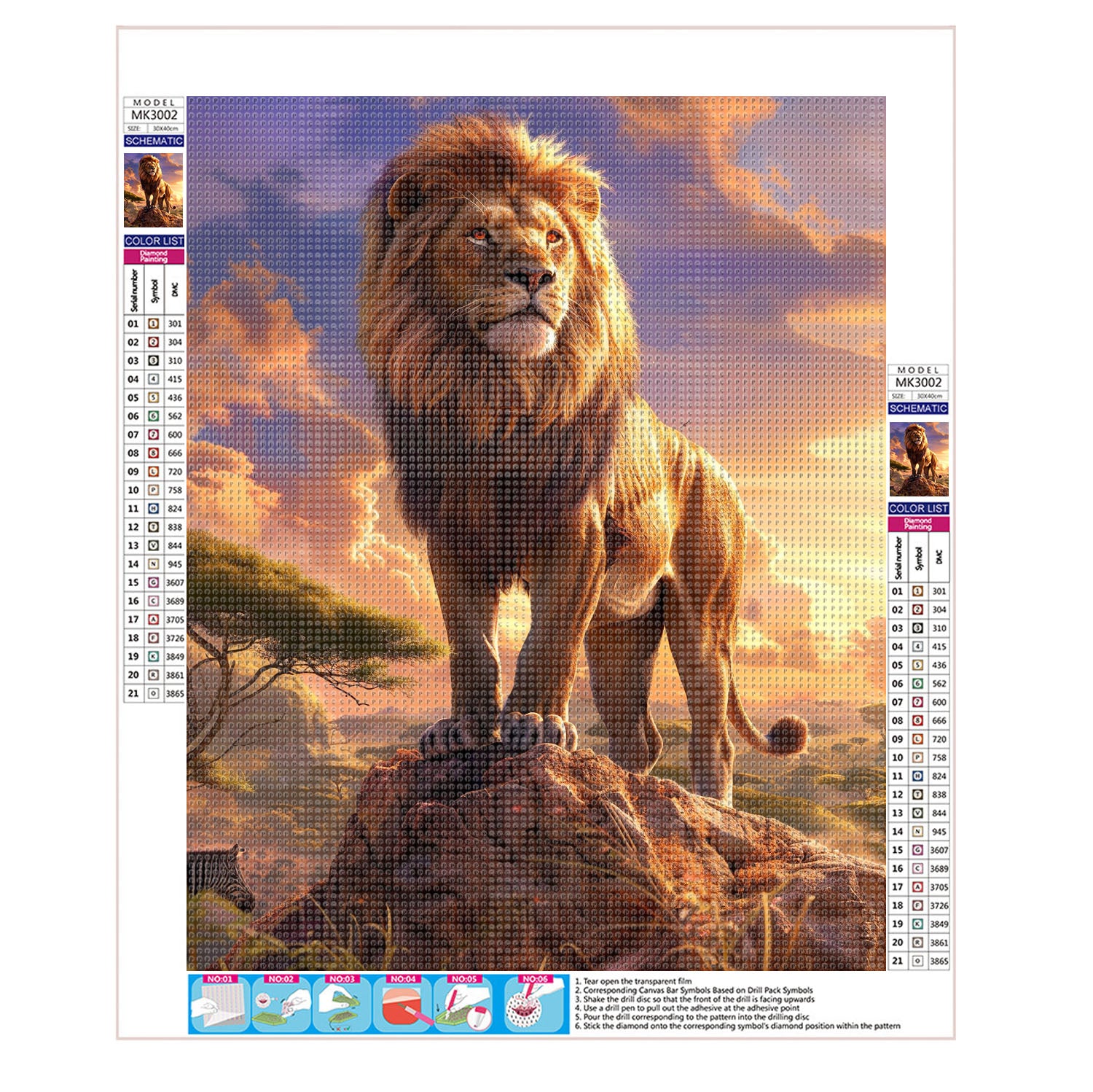 Majestätischer Löwe auf Gipfe - Diamond Painting