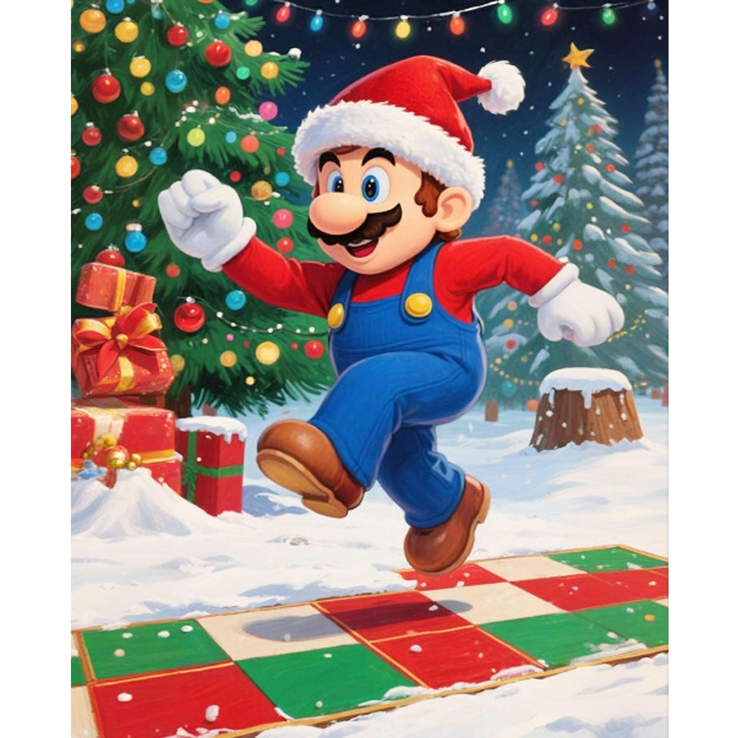 Mario im Schnee - Diamond Painting