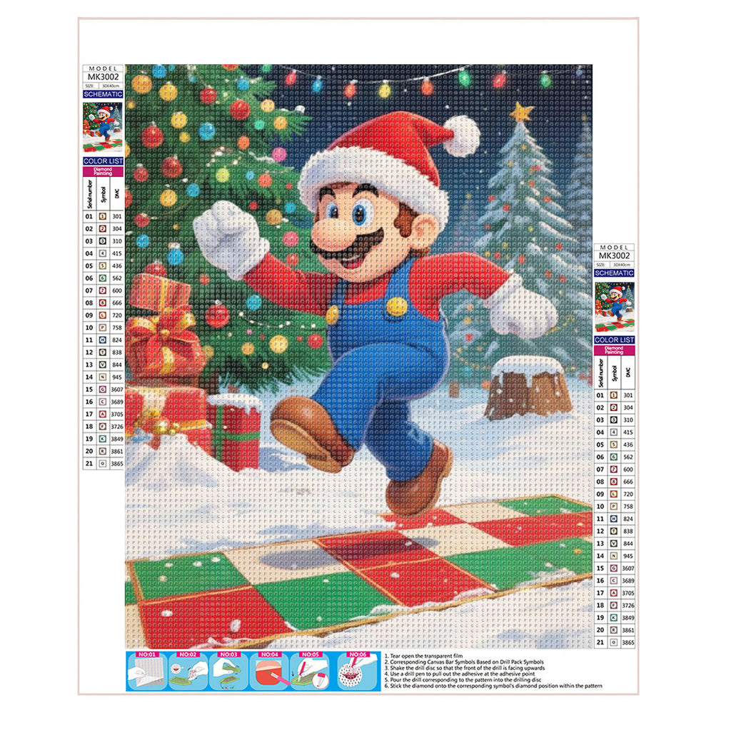 Mario im Schnee - Diamond Painting