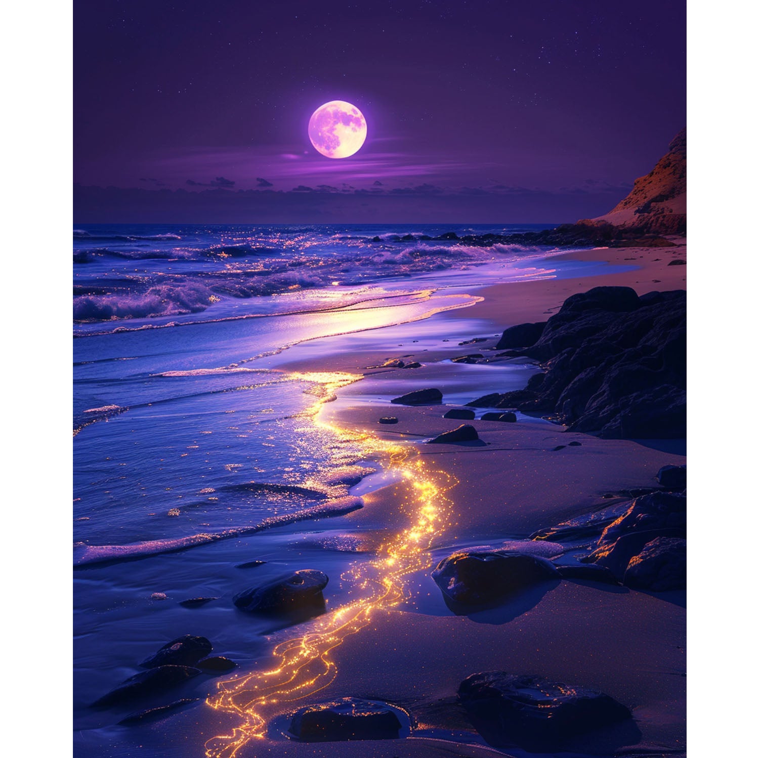 Mondlicht - Strand- Diamond Painting