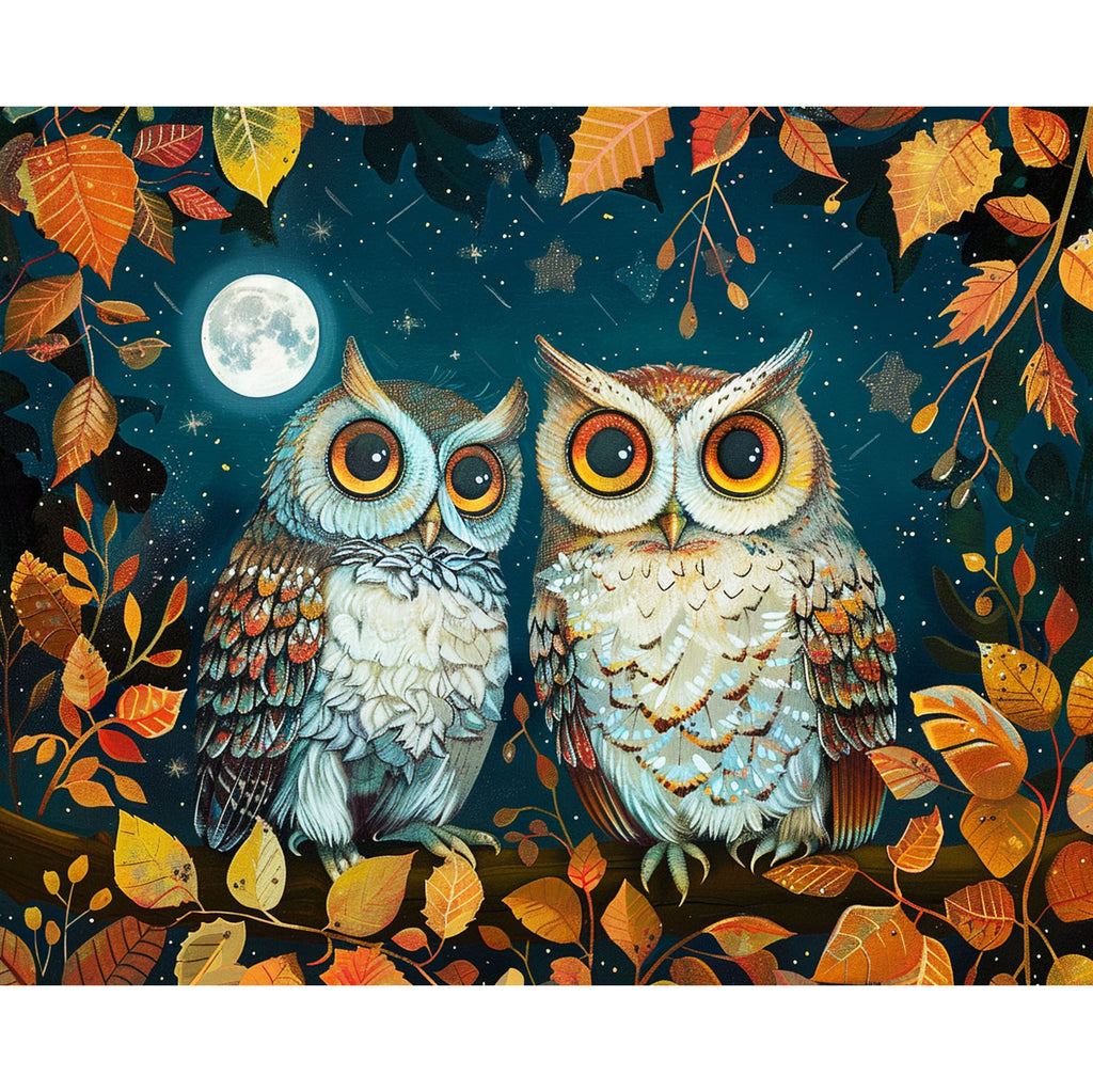 Mondnacht der Eulen - Diamond Painting