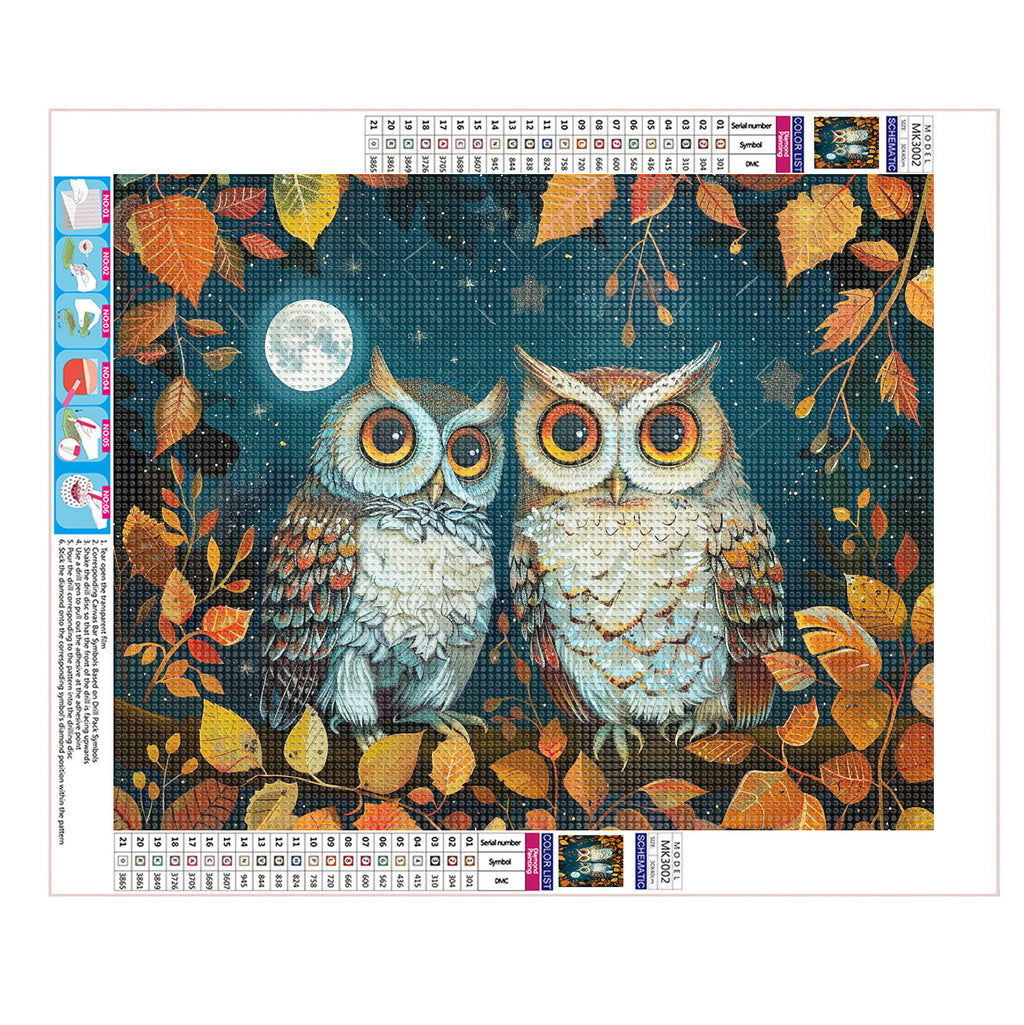 Mondnacht der Eulen - Diamond Painting