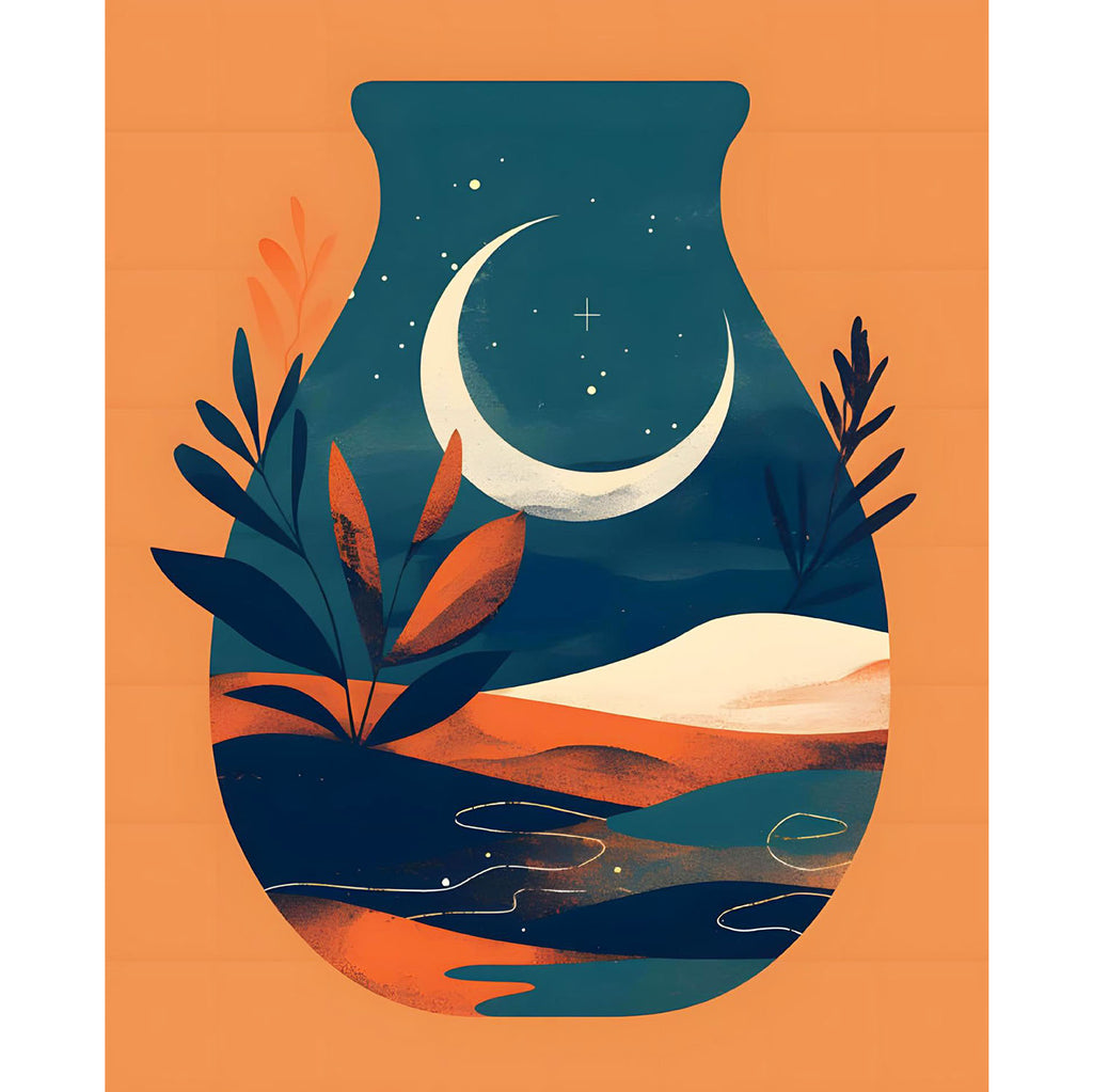 Mondnacht in einer Vase - Diamond Painting