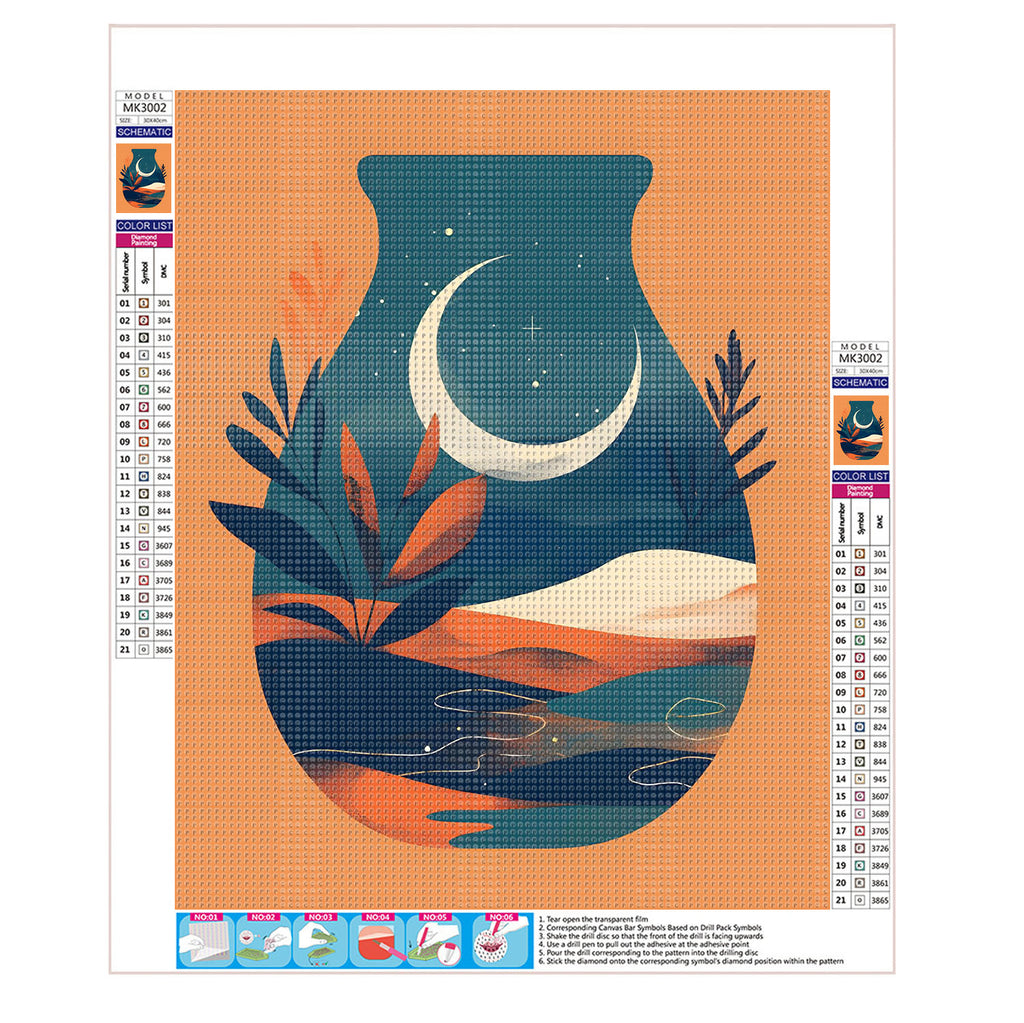 Mondnacht in einer Vase - Diamond Painting