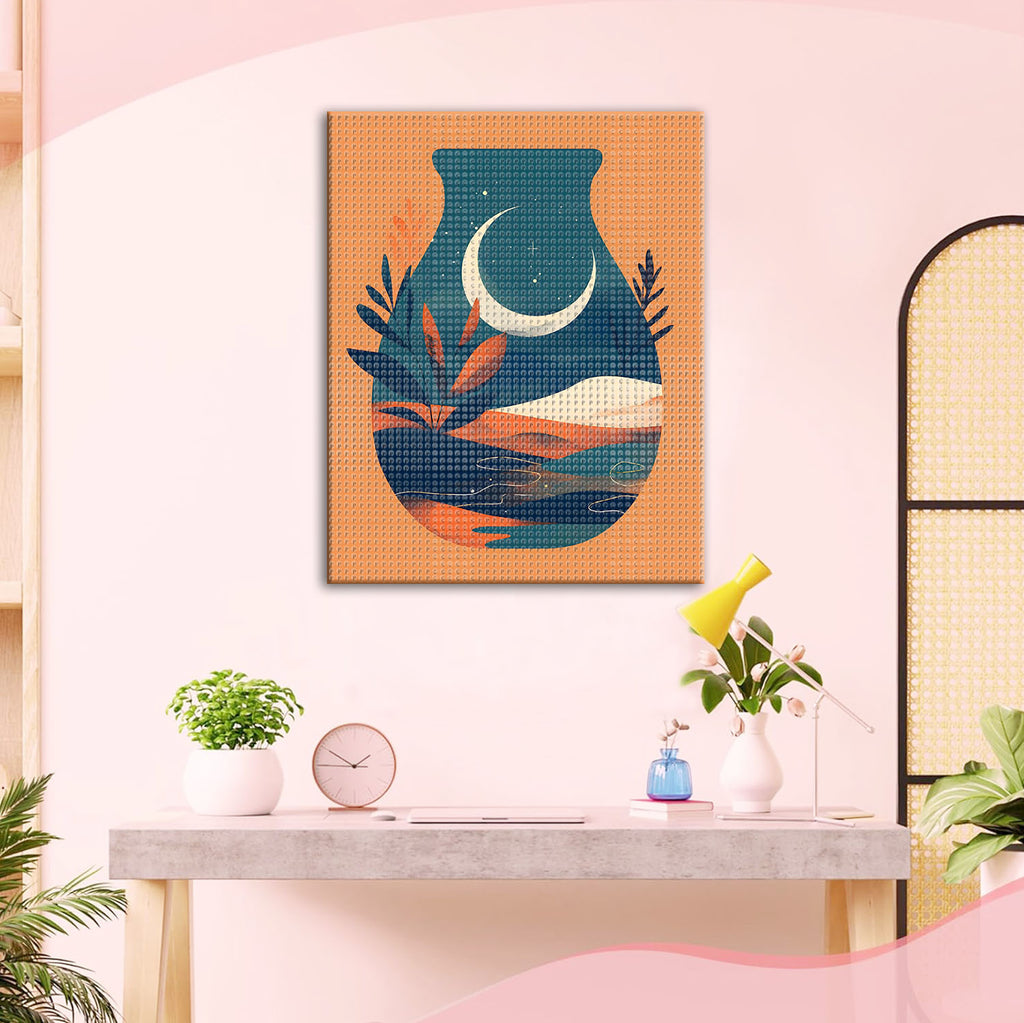 Mondnacht in einer Vase - Diamond Painting
