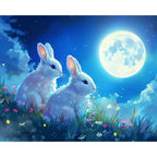 Mondschein - Hasenpaar - Diamond Painting