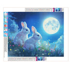 Mondschein - Hasenpaar - Diamond Painting