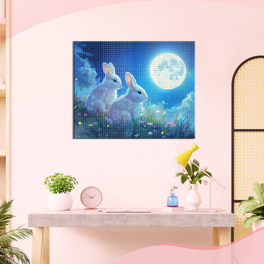 Mondschein - Hasenpaar - Diamond Painting