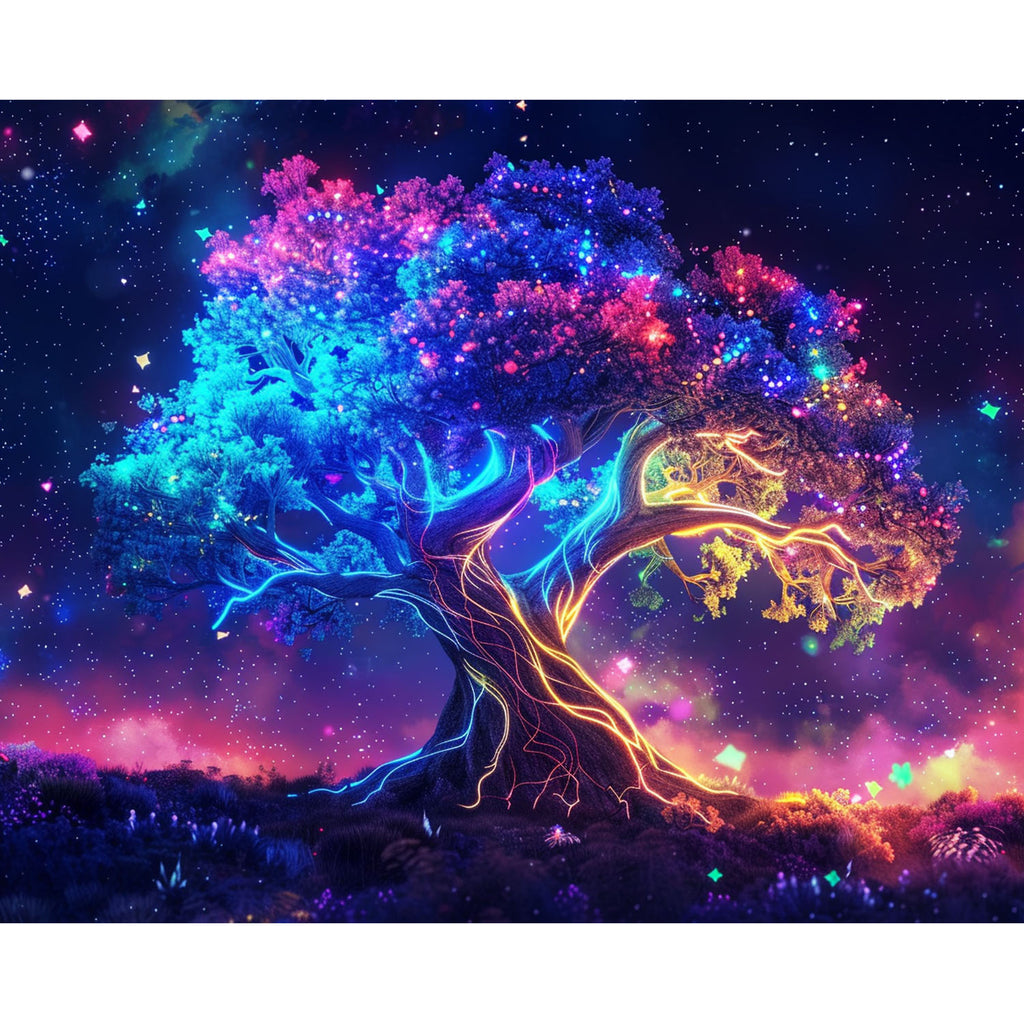 Mystischer Baum im Glanz der Sterne - Diamond Painting
