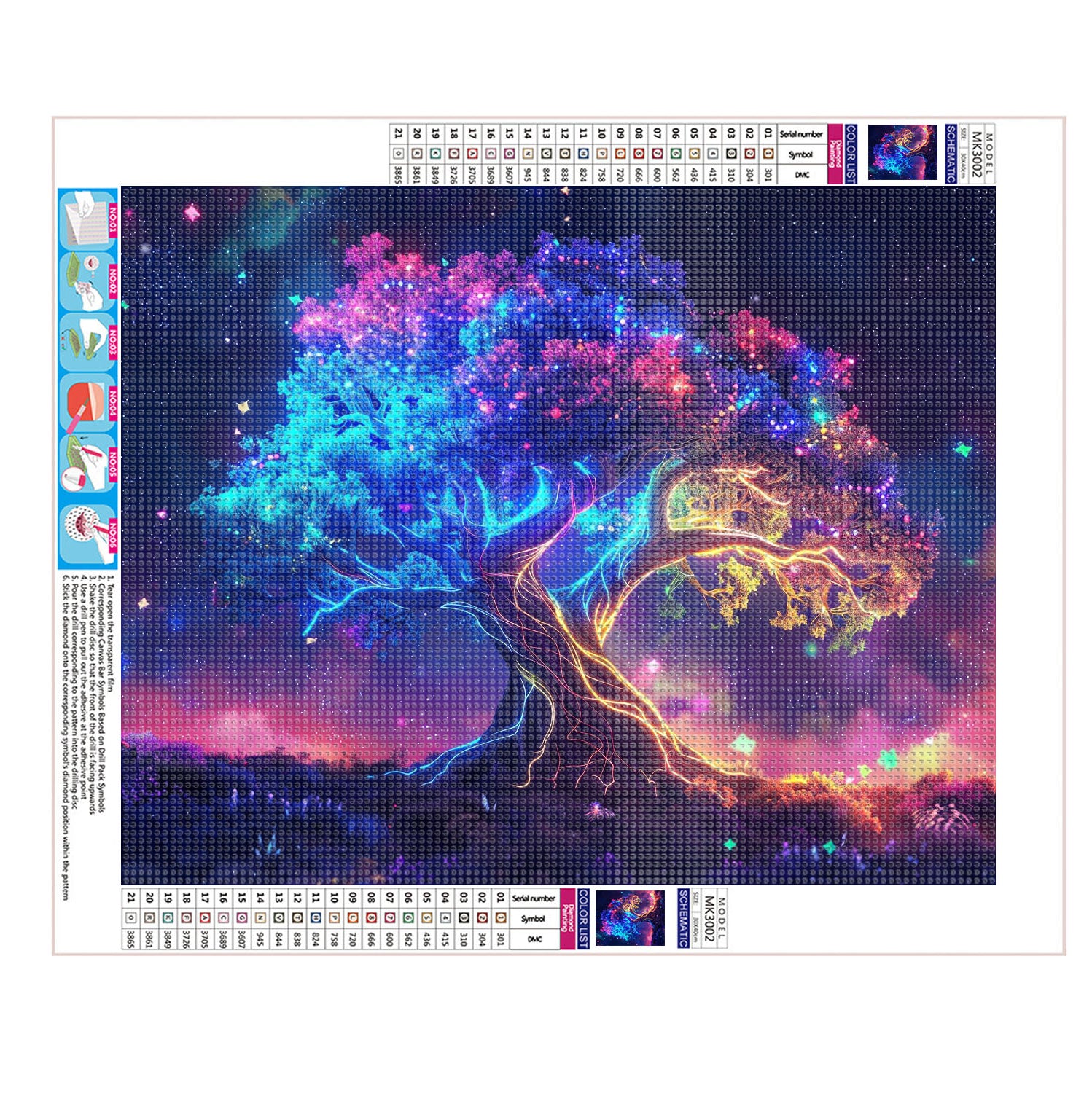 Mystischer Baum im Glanz der Sterne - Diamond Painting