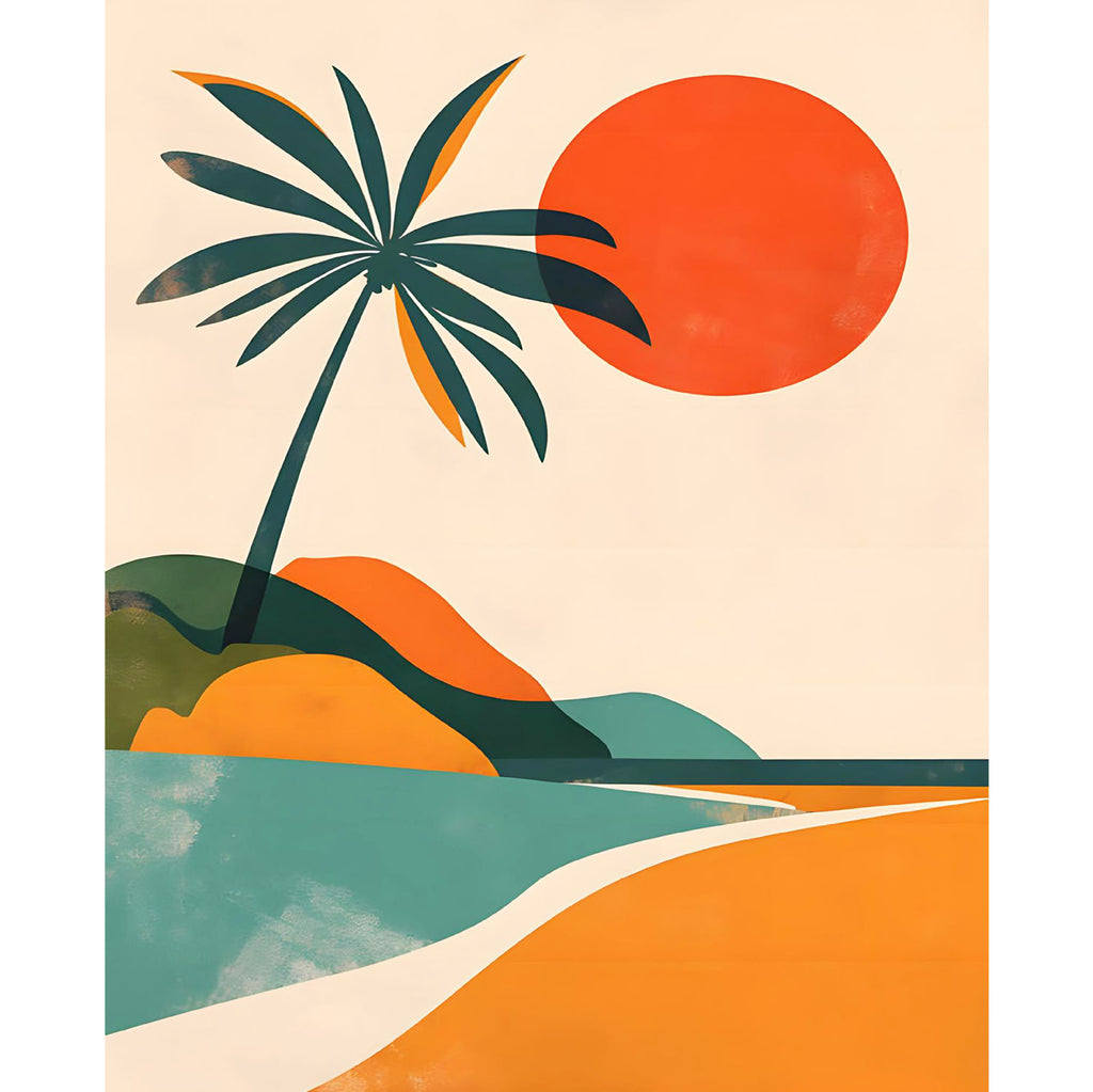 Palmen unter der Abendsonne - Diamond Painting