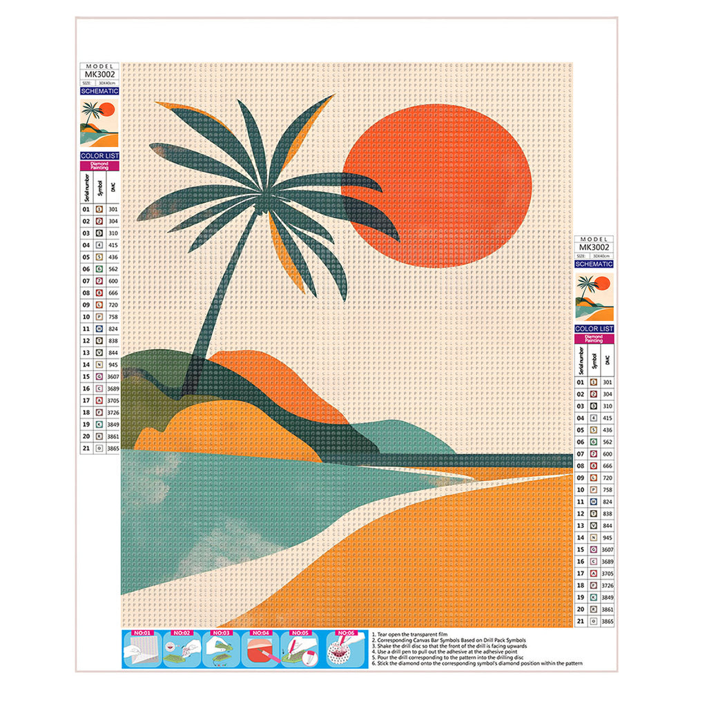 Palmen unter der Abendsonne - Diamond Painting