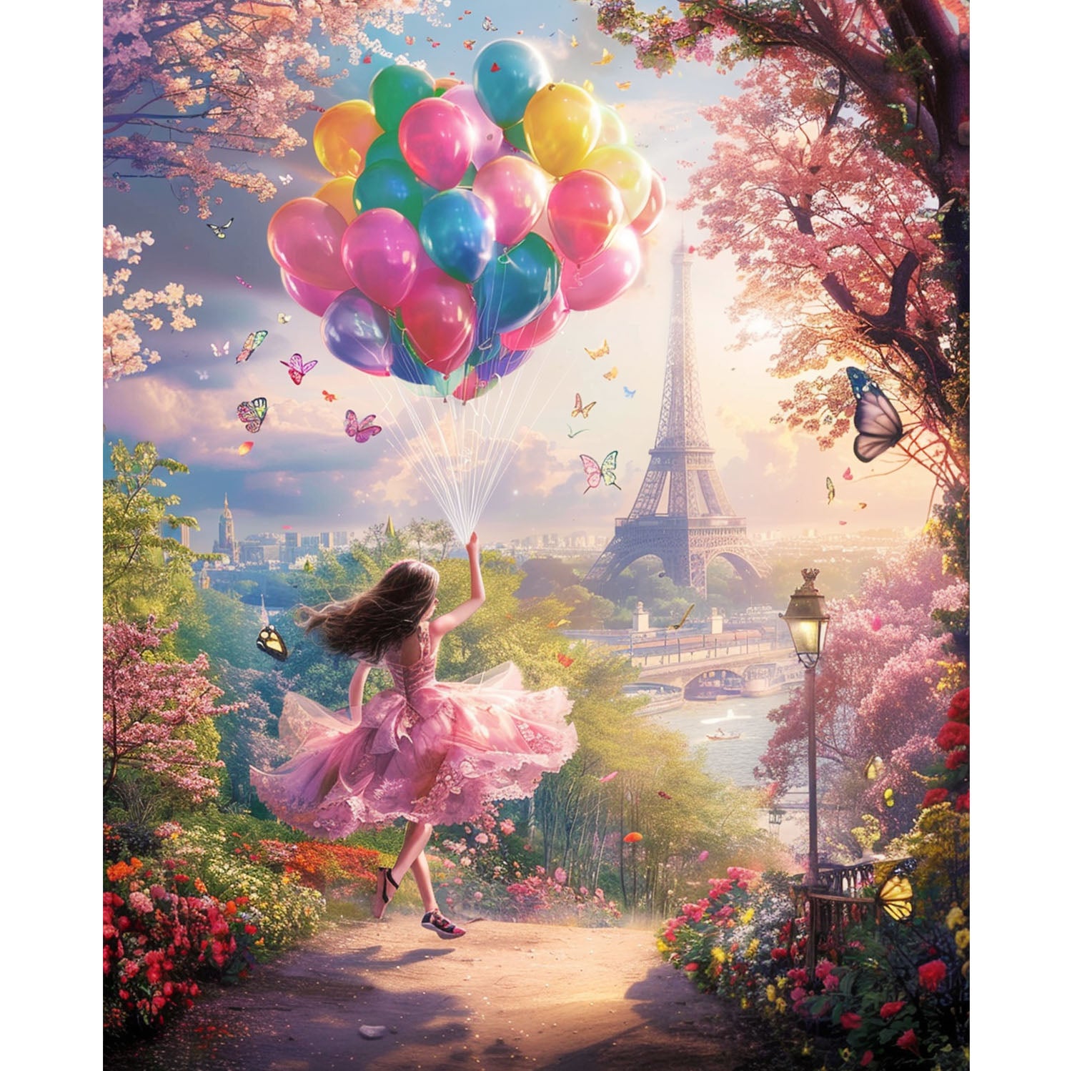 Paris im Sonnenschein mit Ballons - Diamond Painting