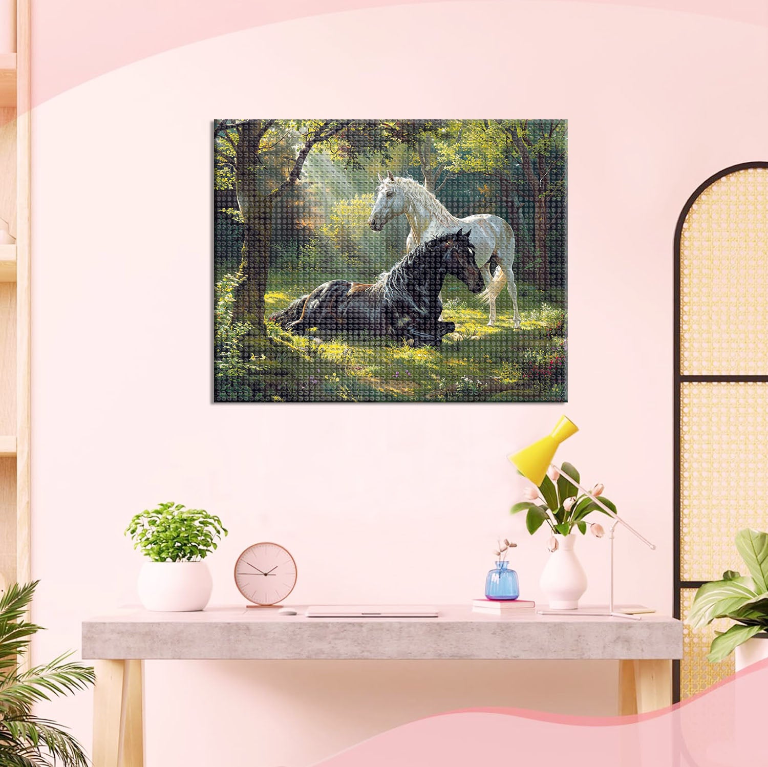 Pferde im grünen Wald - Diamond Painting