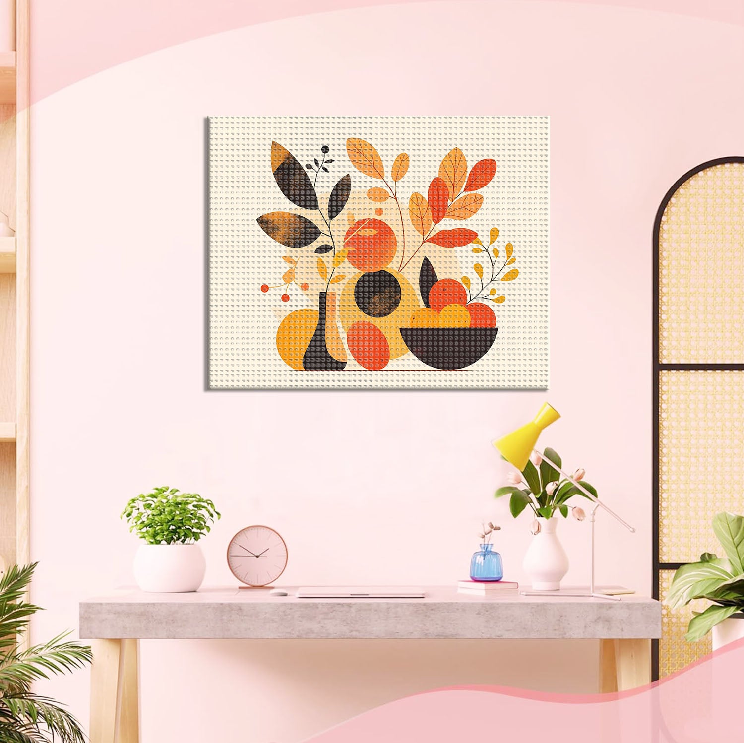 Poesie zwischen Blumen und Flasche - Diamond Painting