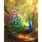 Prächtiger Pfau im Zauberwald - Diamond Painting