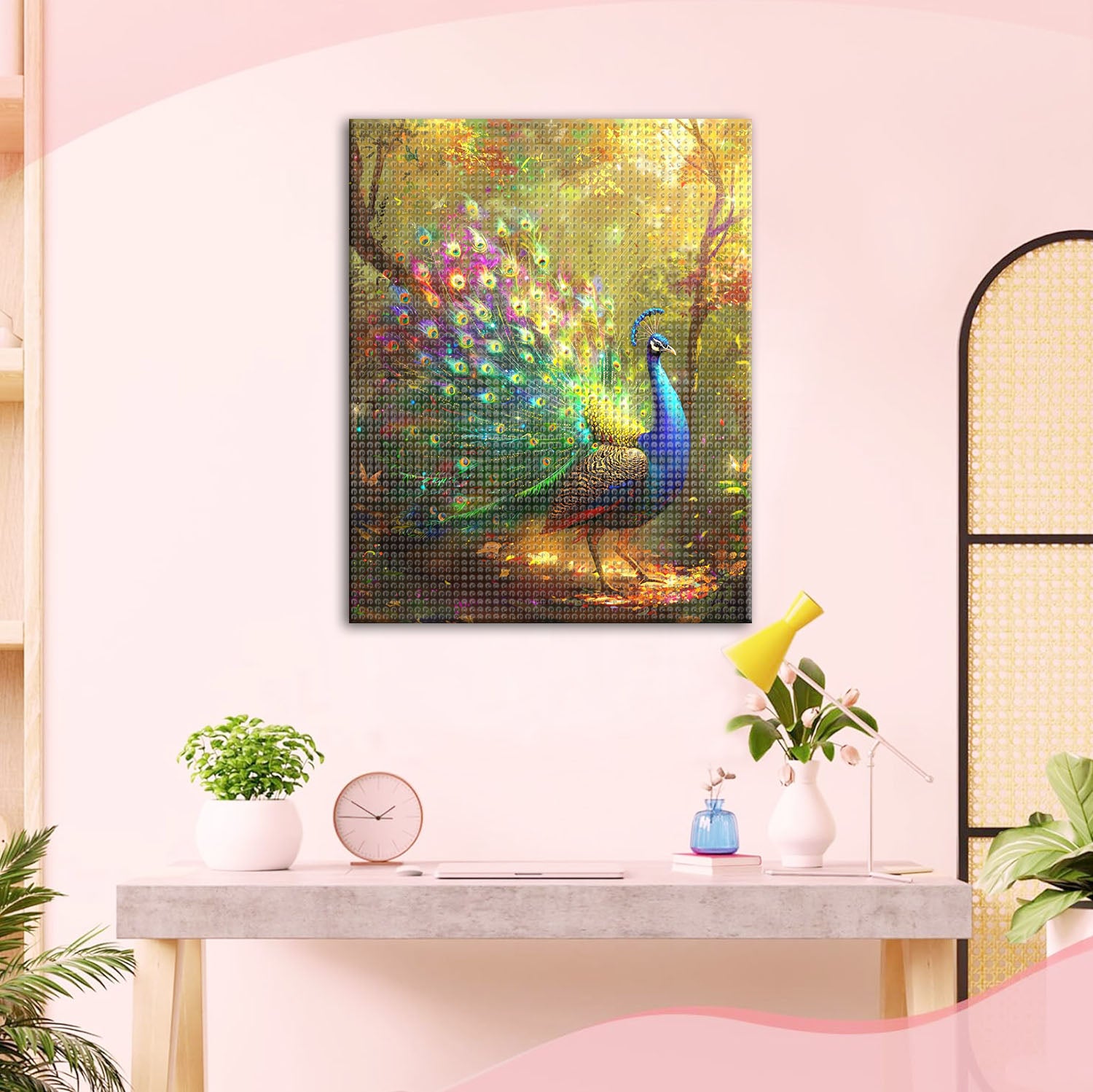 Prächtiger Pfau im Zauberwald - Diamond Painting