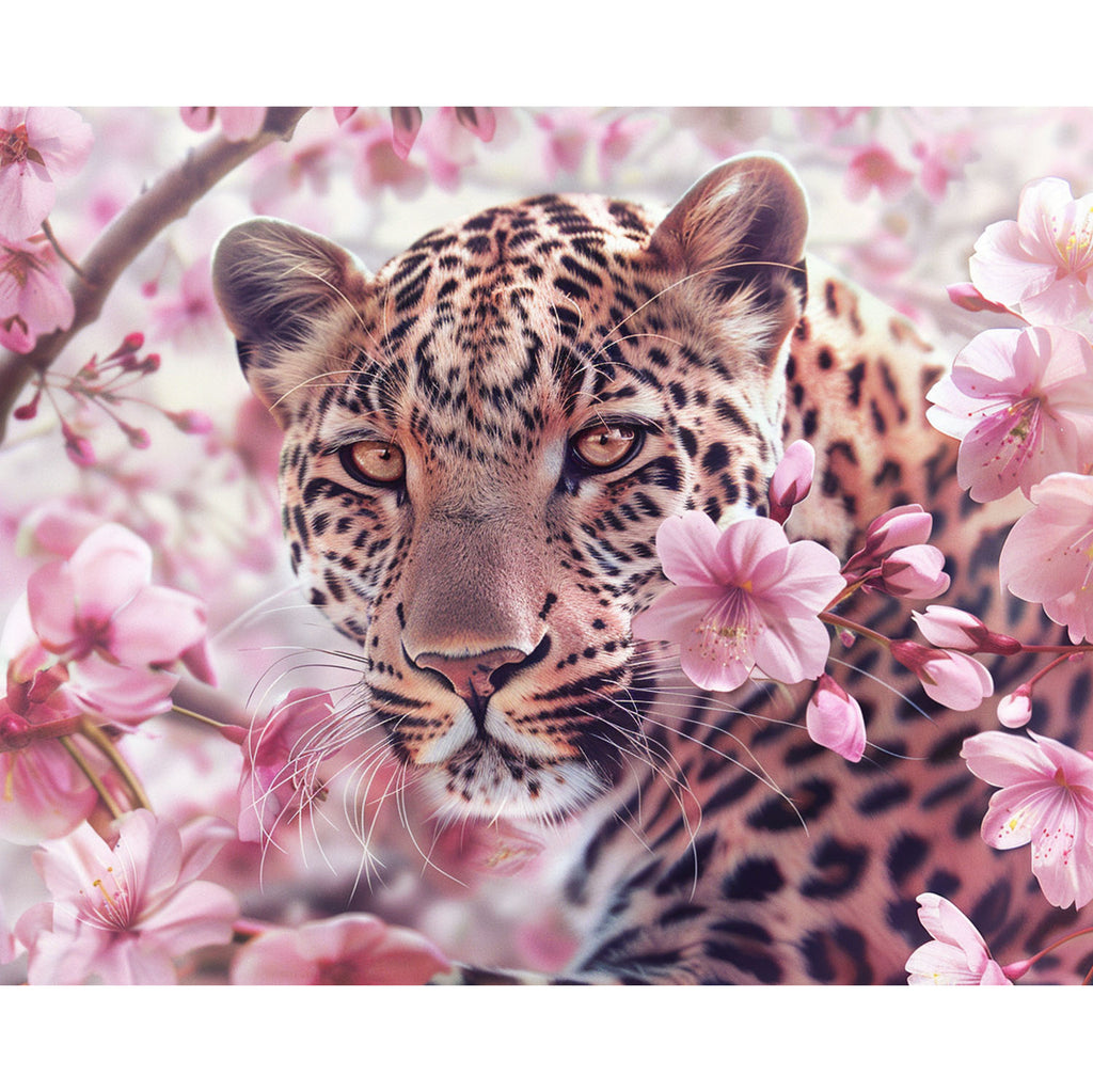 Puma in Blüten - Diamond Painting