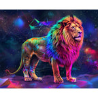 Regenbogen-Löwe im Kosmos - Diamond Painting