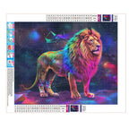 Regenbogen-Löwe im Kosmos - Diamond Painting