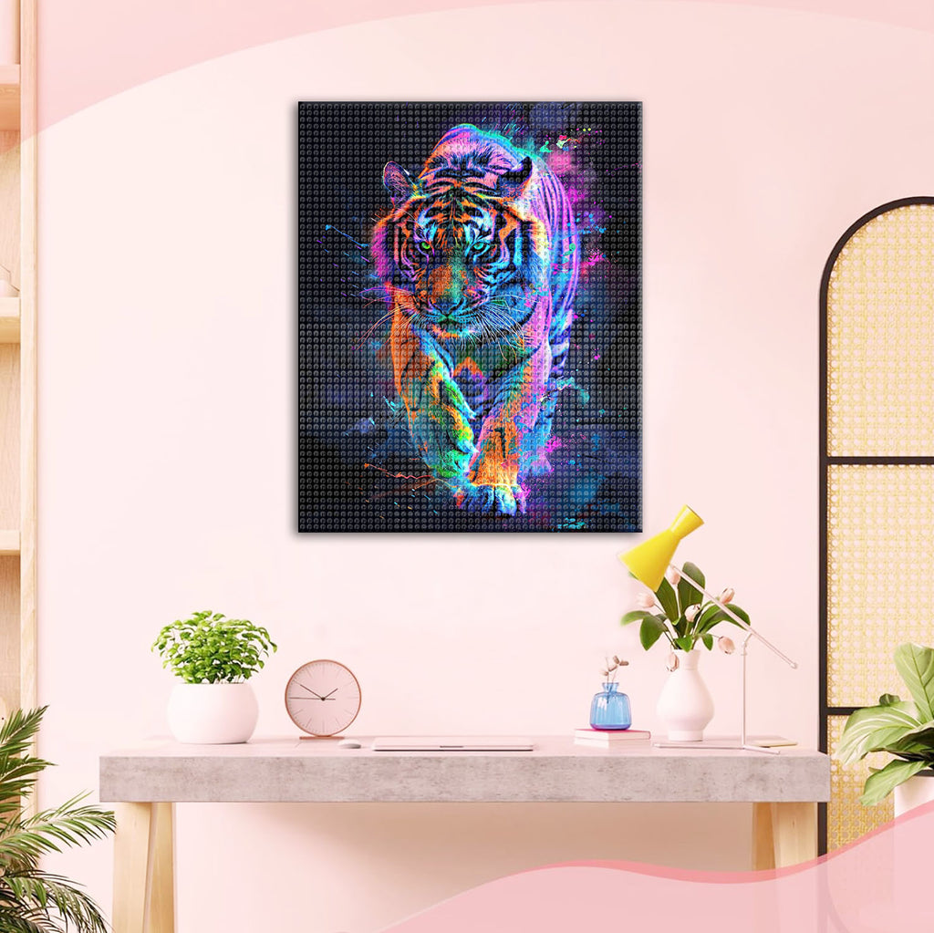 Regenbogen - Tiger - Schritt - Diamond Painting