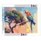Regenbogenpapagei auf Ast - Diamond Painting