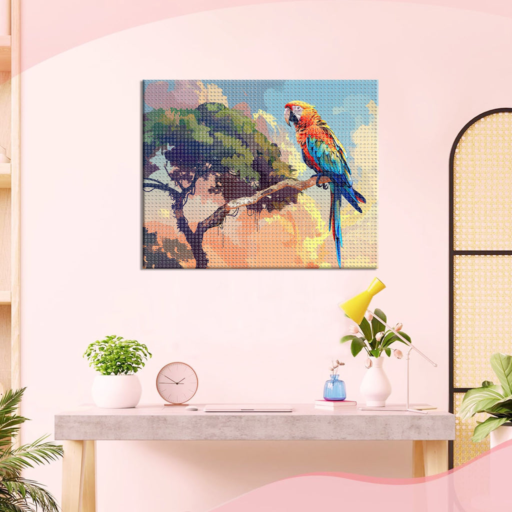 Regenbogenpapagei auf Ast - Diamond Painting