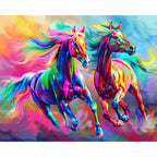 Regenbogenpferde im Galopp - Diamond Painting