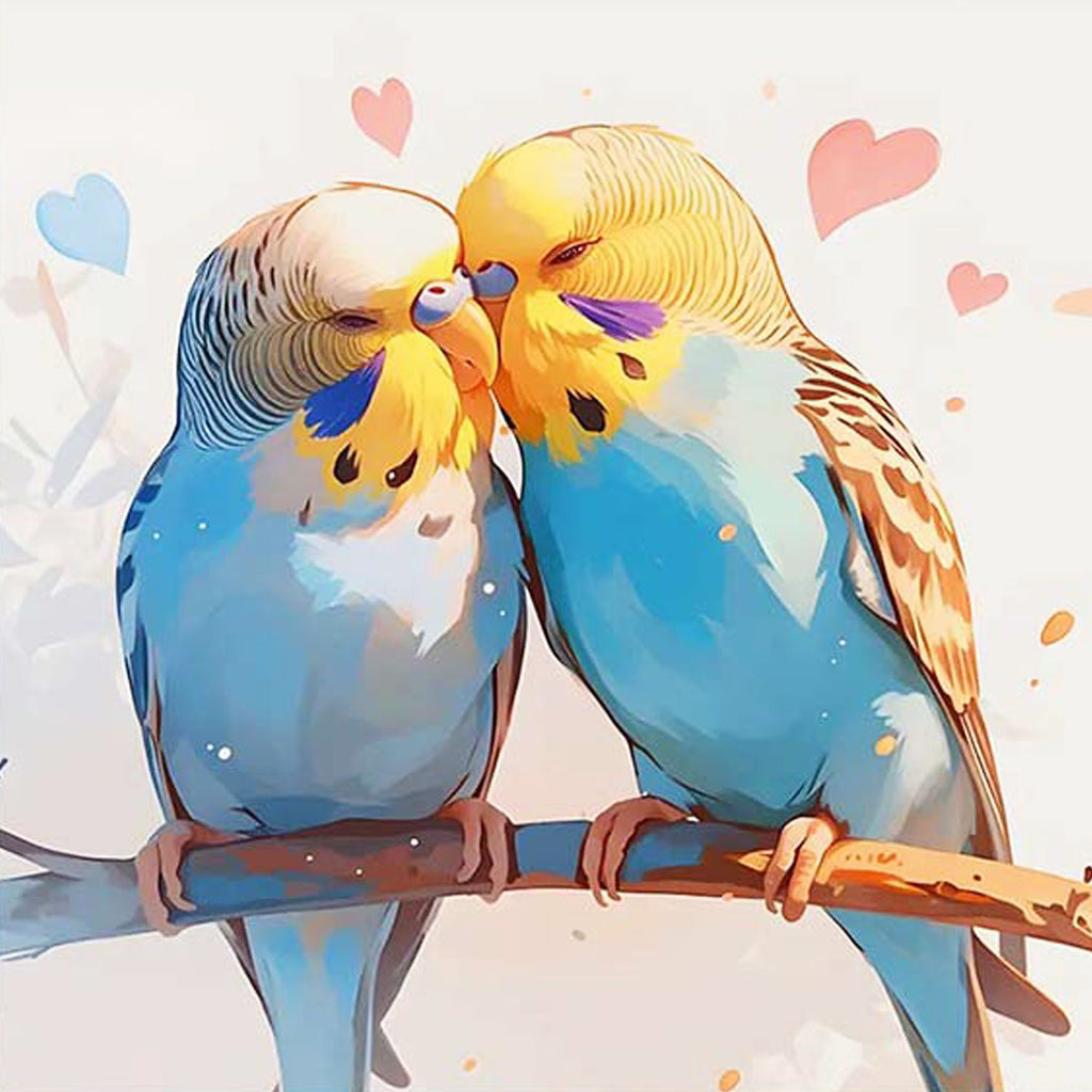 Romantische Sittiche - Diamond Painting