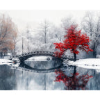 Roter Ahorn im Schnee - Diamond Painting