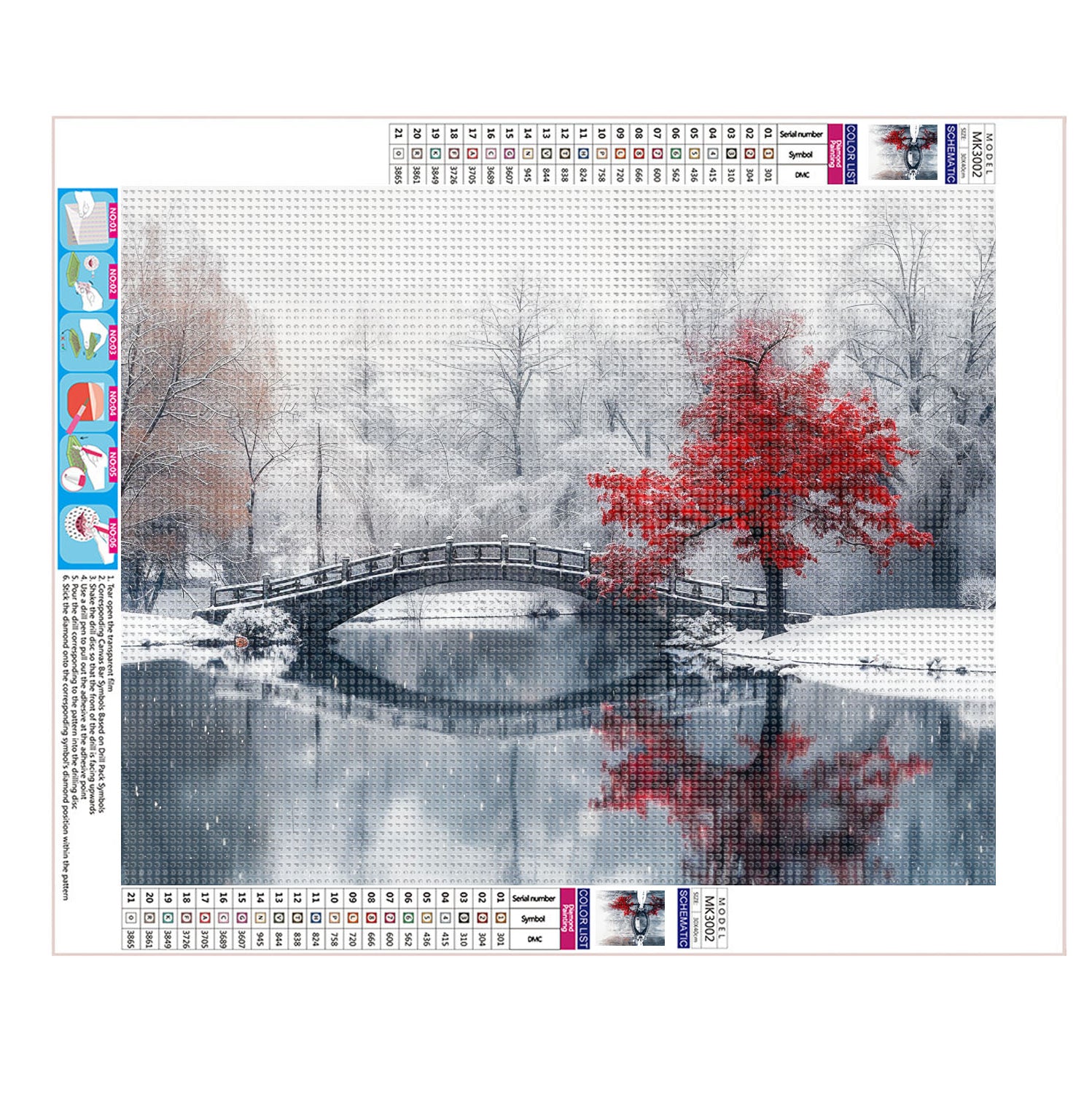 Roter Ahorn im Schnee - Diamond Painting