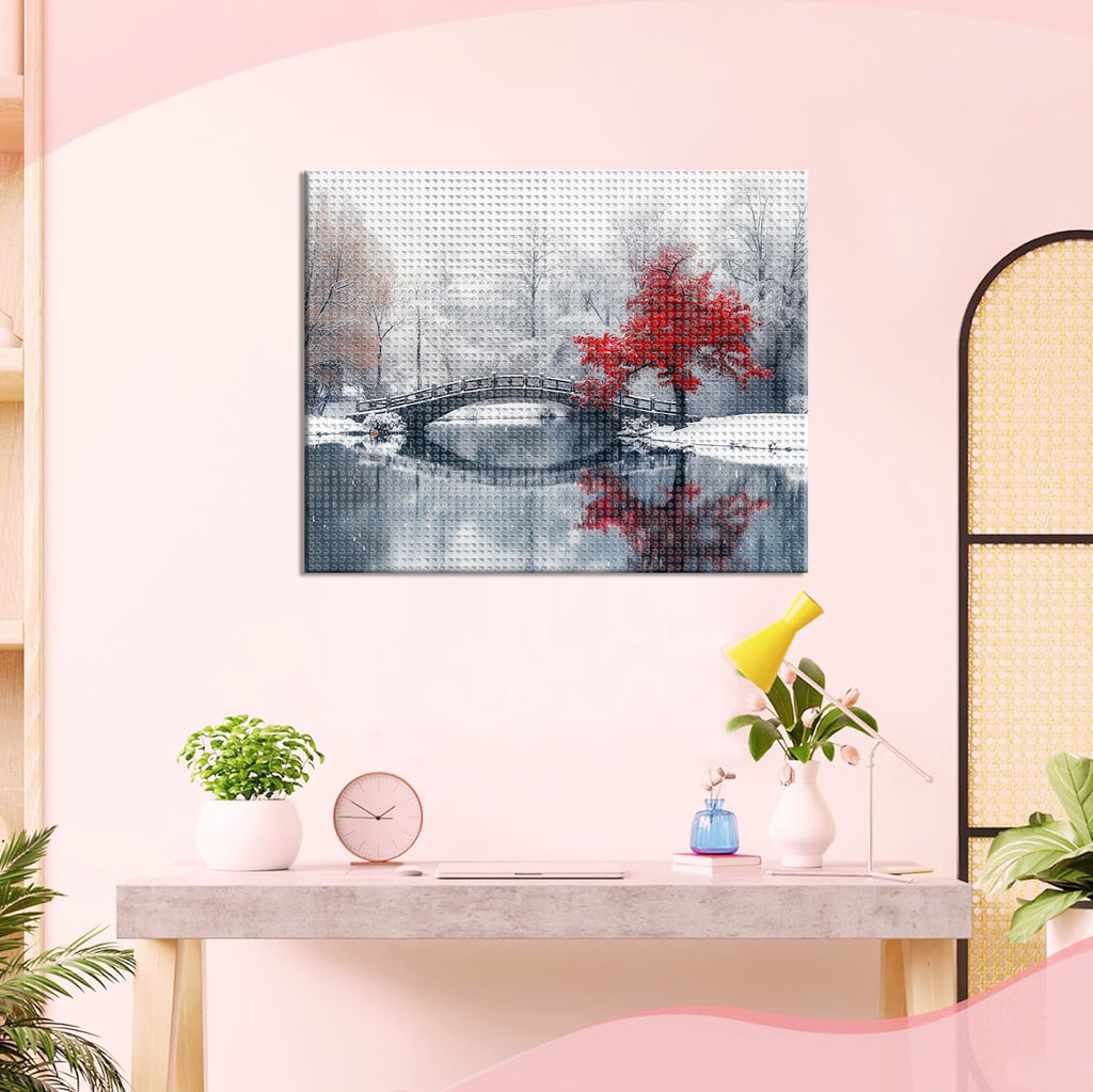 Roter Ahorn im Schnee - Diamond Painting