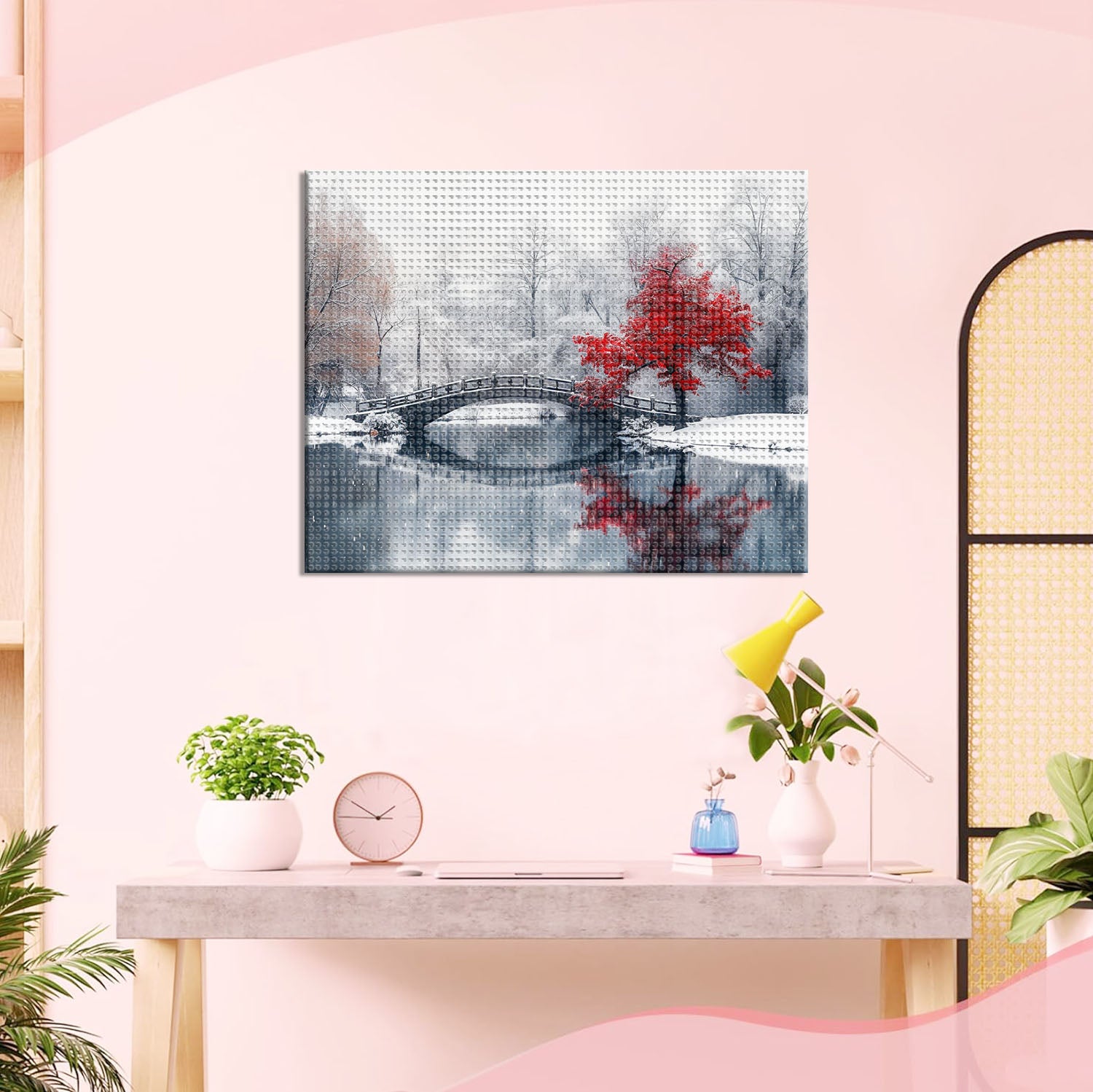 Roter Ahorn im Schnee - Diamond Painting