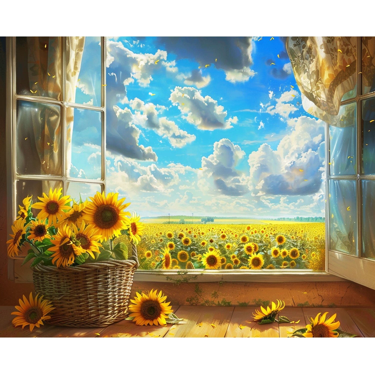 Sonnenblumenfenstertraum - Diamond Painting