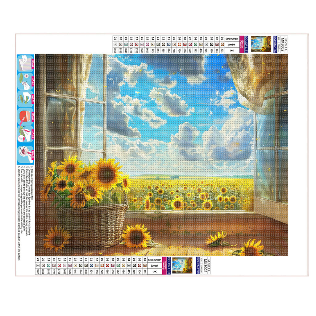 Sonnenblumenfenstertraum - Diamond Painting